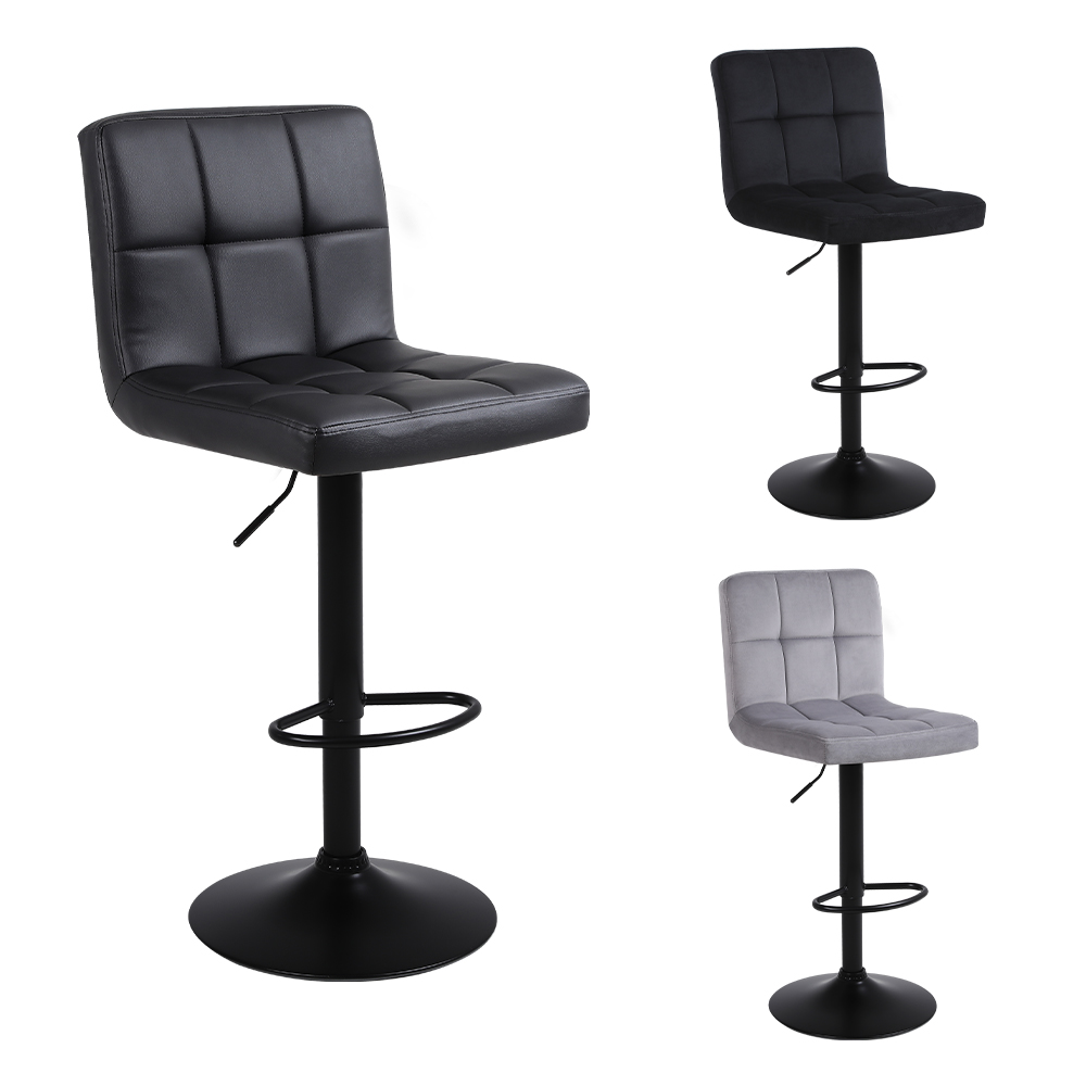Square back adjustable swivel bar stool